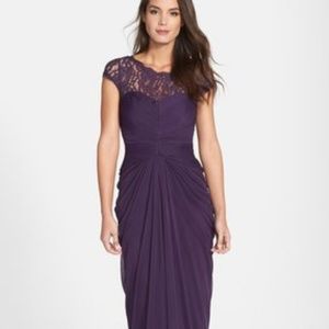 Adrianna Papell Yoke Drape Gown in Aubergine